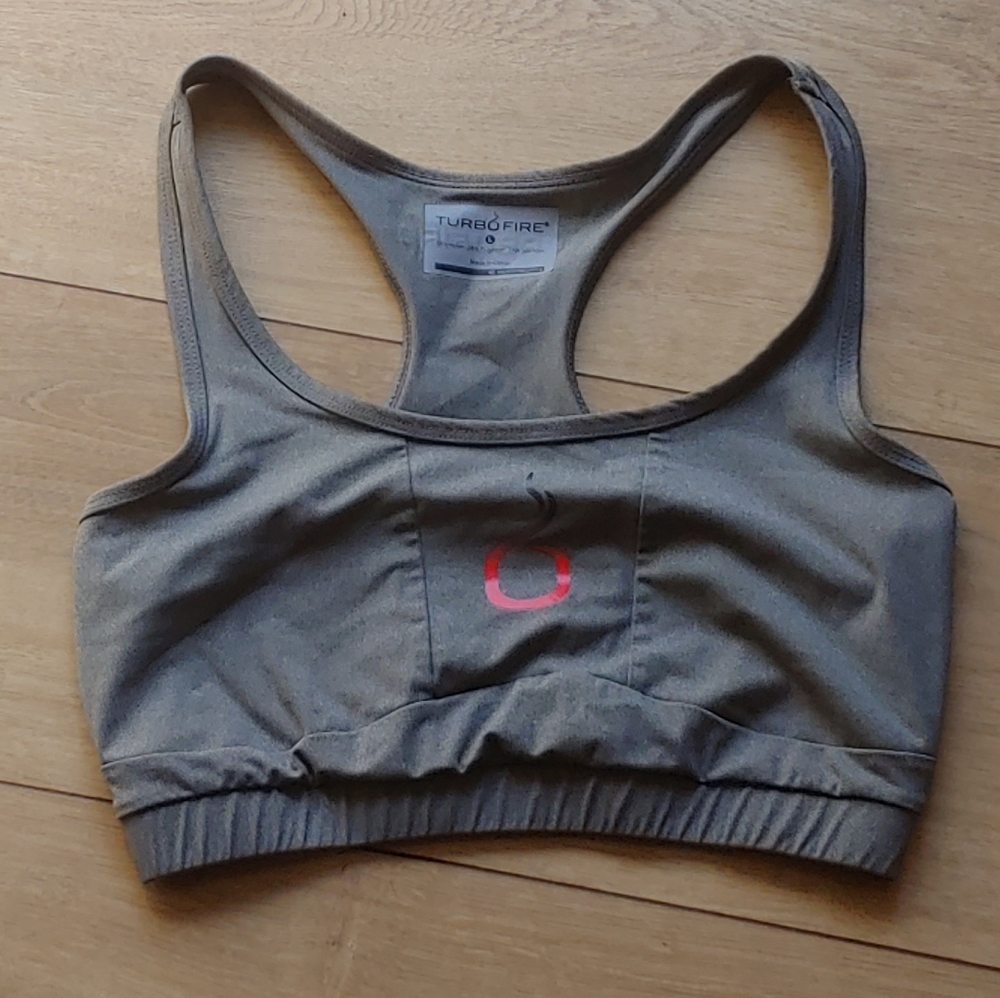 Beachbody Turbo Fire grey sports bra
